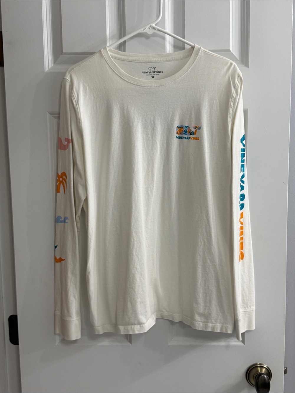 Vineyard Vines Cream Long-Sleeve Coastal Graphic Tee